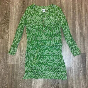 Womens Jaclyn Smith Green Print Dress with Belt - S